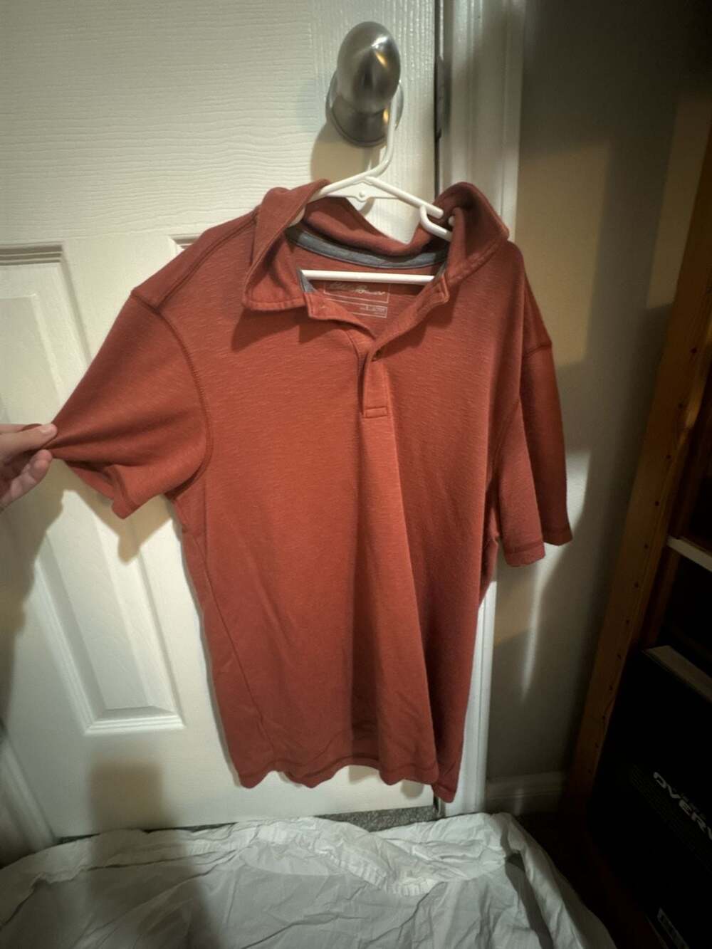 Eddie Bauer Men's Short Sleeve Casual Polo Shirt Rust Orange